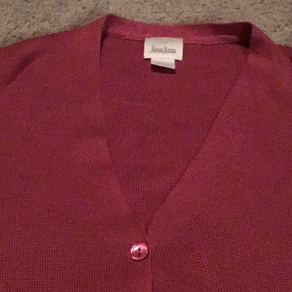 NEIMAN MARCUS 100% SILK Cabernet Long CARDIGAN LARGE STUNNING - Picture 2 of 5